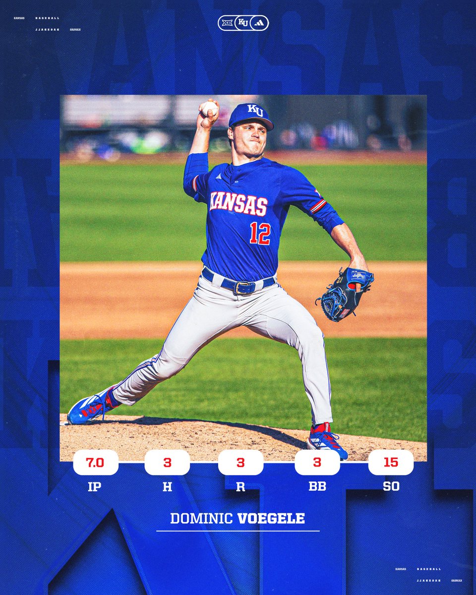 Most strikeouts by a Jayhawk since at least 2002 👏

#RockChalk x <a href="/VoegeleDominic/">Dominic Voegele</a>