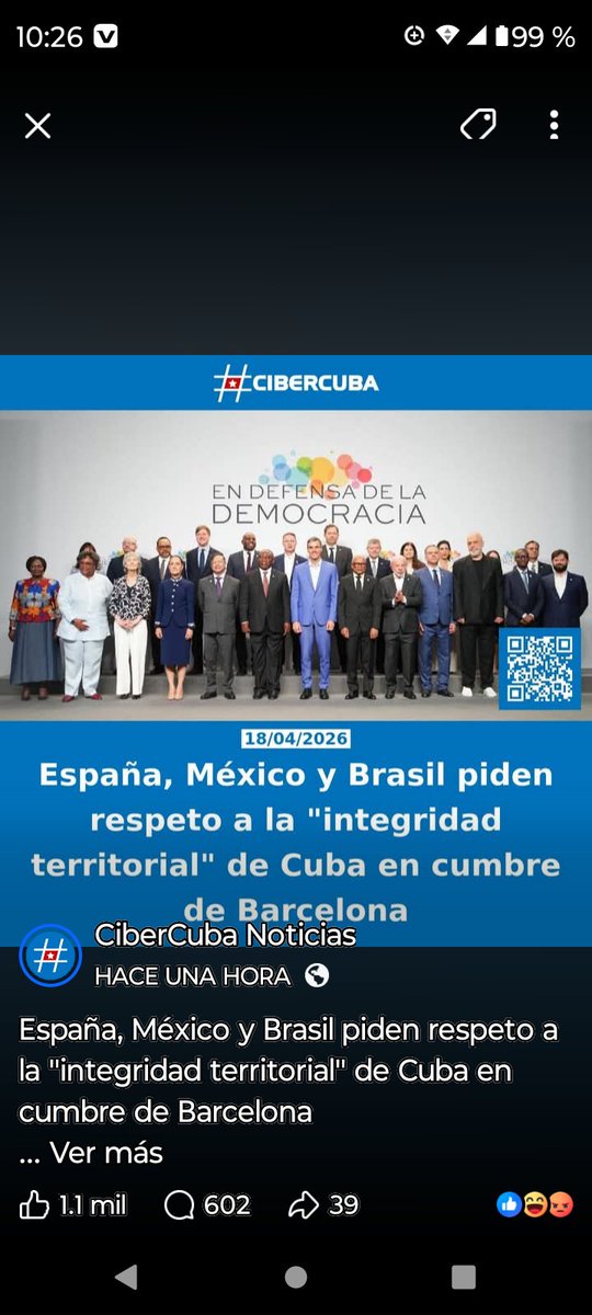 RobertoLpe2454's tweet image. Países amigos hicieron qué Cuba estuviera presente en la cumbre de Barcelona, exigiendo respecto a nuestra independencia y autodeterminación.#Arte
