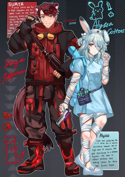 [OC] Surya the Stoat and Alyssa the Rabbit #bluesealad_oc #originalcharacter
