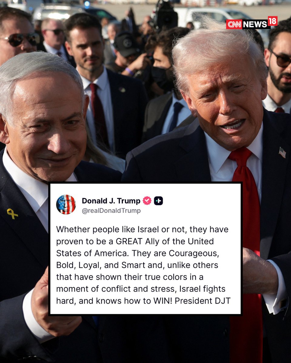 CNNnews18's tweet image. As the Iran war approaches two months, US President Donald Trump has once again expressed strong support for Israel, calling them a great ally and highlighting their conduct in times of conflict

#DonaldTrump #Israel #UnitedStates #WorldNews

news18.com/world/great-al…