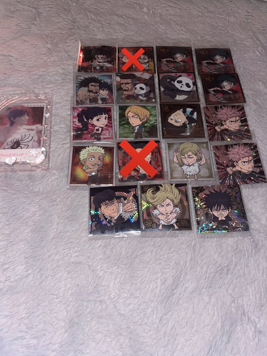 Han414208's tweet photo. 【交換・譲渡】呪術廻戦 ウエハース にふぉるめーしょん シール Vol.4

求:画像1 
譲:画像2

.⋆𝜗𝜚比率違い◎
𝜗𝜚郵送のみの交換📮
𝜗𝜚固定ツイ必読
𝜗𝜚お気軽にお声掛けください🙌🏻 https://t.co/niPE2qCoFS