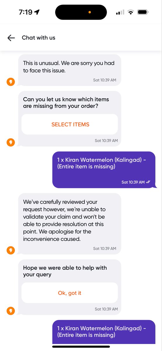 souvikroygupta's tweet photo. @SwiggyCares Yes, and did not receive any update from Instamart even though reported https://t.co/0c0RnVhcXu
