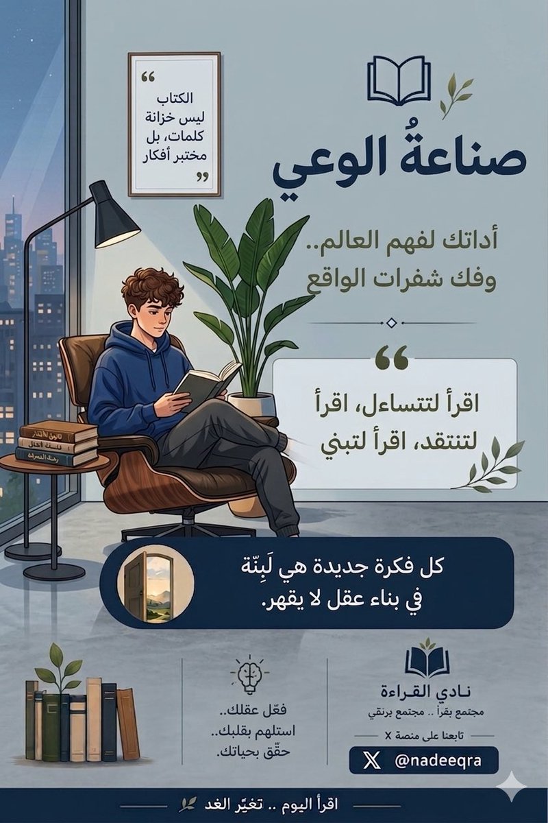 nadeeqra's tweet photo. القراءة … صناعة وعي
#نادي_اقرأ_وتفرد
#القراءة https://t.co/oIQIGXAiL2