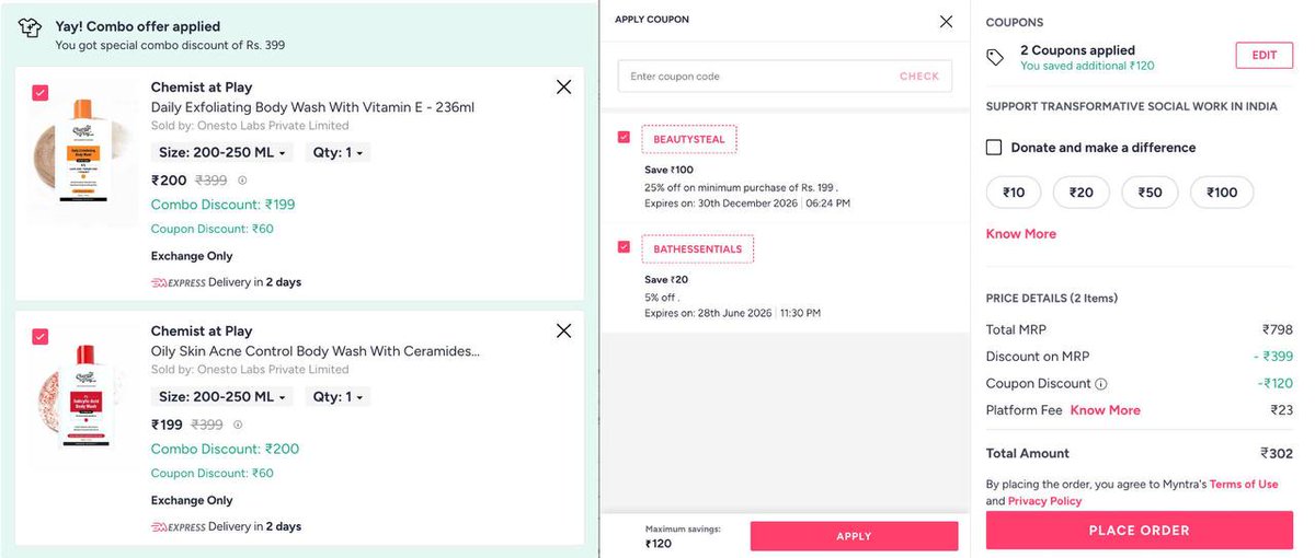BigkartDeal1's tweet image. Myntra #Looto : Buy 1 Get 1 Free + Upto 30% Off.

myntr.it/o1YwS8q

Apply All Coupons : BEAUTYSTEAL | BATHESSENTAILS

#myntra