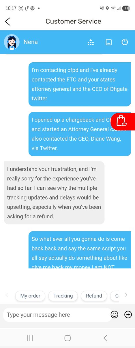 HoltheadAsh's tweet photo. @DianeWangDHgate @pdemery Incompetent ass support team now let's talk about eron your supervisor cause I can really use this in a lawsuit https://t.co/JI7WZ71vCv