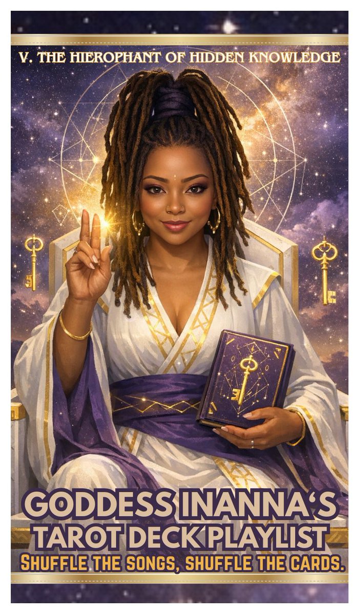 GoddessInanna15's tweet photo. ✨💜 The Major Arcana Tarot Deck Playlist is live.

Each card is paired with a song using gematria — the card name and song title share the same numerical value. When you shuffle the playlist, you’re shuffling the deck &amp; first song that plays is your pull.

Link in bio! https://t.co/ofNKxQ7sVm