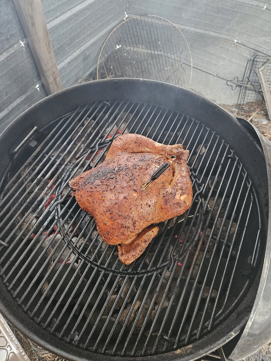 82trikes's tweet photo. @giantsquash Oh my. Ran the temp at 430°. Cheated by having a meat temp. It worked out perfectly at 1hr. Had never ran the coals all the way around. Thank you. https://t.co/UhtdlYKI3D