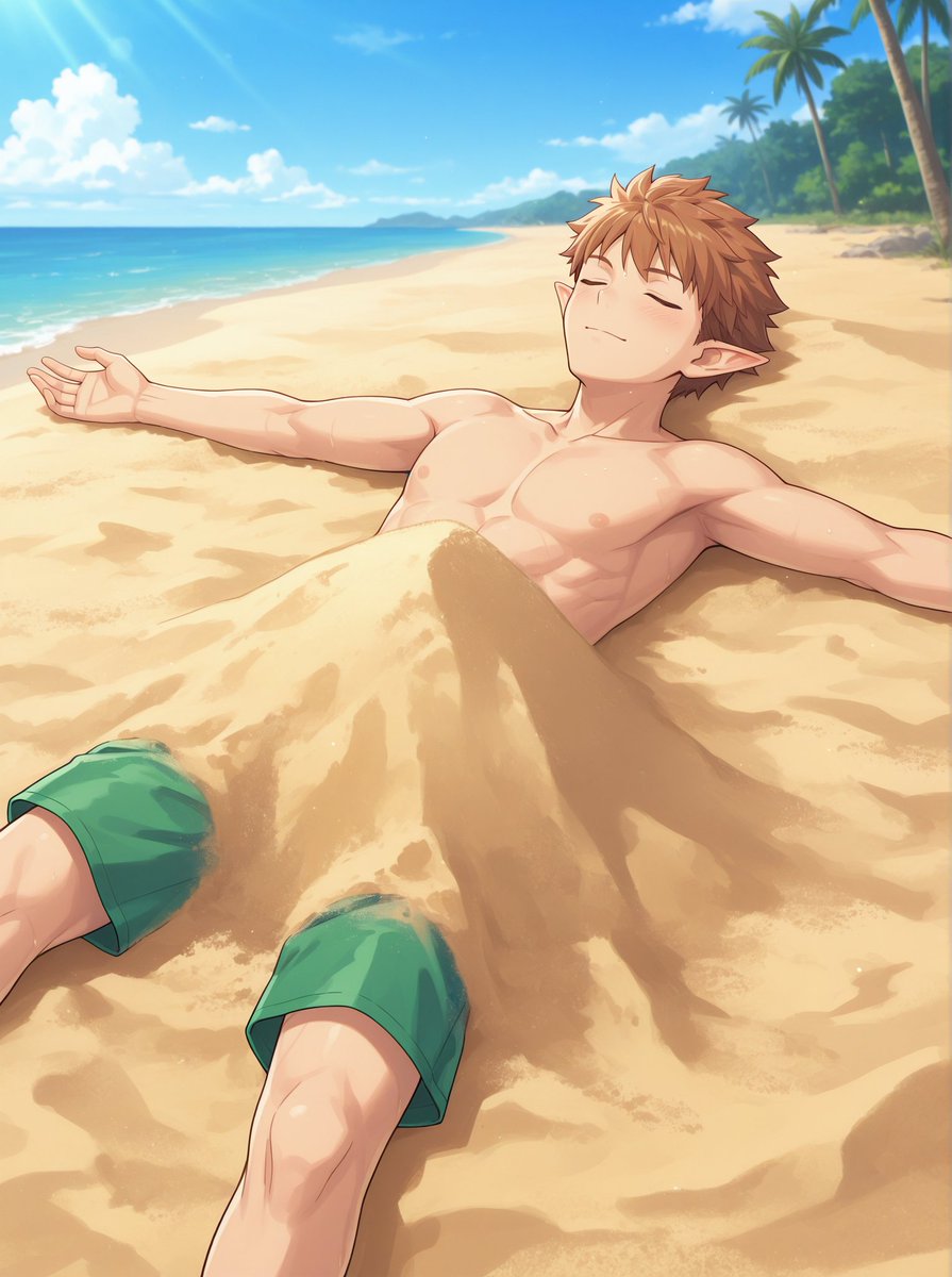 taki_boys's tweet image. 暑すぎる…！☀️エルフの少年と一緒に、海辺で涼んでいます。🌊この透明感、最高の癒やしタイム。😌心なしか涼しくなってきた気がする✨
It’s scorching hot!! ☀️ Chilling at the beach and beating the heat with this elf boy. 🌊 His ethereal vibes are the best way to stay cool. ✨

#AIart