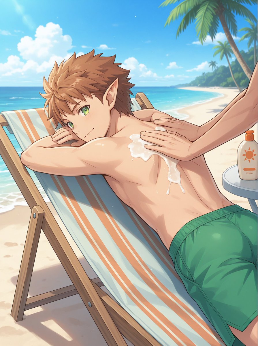 taki_boys's tweet image. 暑すぎる…！☀️エルフの少年と一緒に、海辺で涼んでいます。🌊この透明感、最高の癒やしタイム。😌心なしか涼しくなってきた気がする✨
It’s scorching hot!! ☀️ Chilling at the beach and beating the heat with this elf boy. 🌊 His ethereal vibes are the best way to stay cool. ✨

#AIart