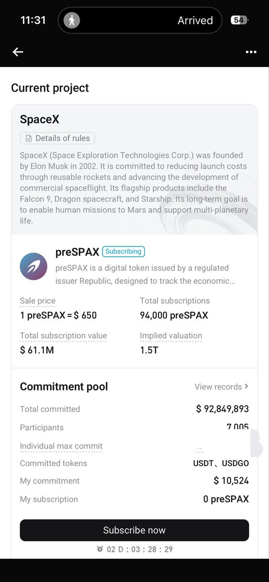 Eleanorr8808's tweet photo. 已经参与 $preSPAX 认购，首期 IPO Prime 肯定得开门红吧！希望能抽中锦鲤奖，去现场看 SpaceX 火箭发射！🚀✨ #BitgetIPOPrime @Bitget_zh https://t.co/DjdrV05cWC