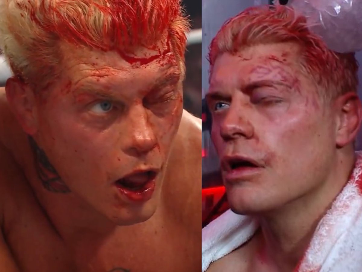 AIRGold_'s tweet photo. Cody Rhodes’ left eye is swollen shut and badly bruised

#WrestleMania https://t.co/Ts9hAh5gXC