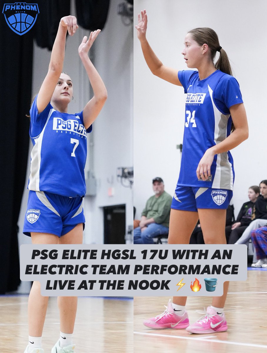 psgelitebball's tweet photo. PSG ELITE HGSL 17U with an ELECTRIC team performance Live at the Nook winning 50-20. The team came out firing and played hard throughout! ⚡️🔥

#Built4This #PSGEliteBball #HoopGroupGirls #LiveAtTheNook https://t.co/QNnSGdNH45