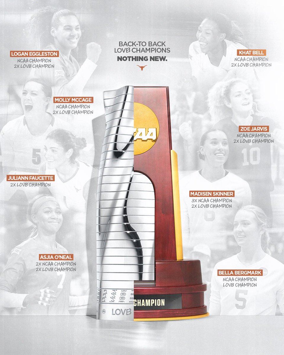 TexasVolleyball's tweet image. those trophies are adding up y’all 🤘

congrats to our @lovbatx girls on back-to-back titles 🔥

#HookEm