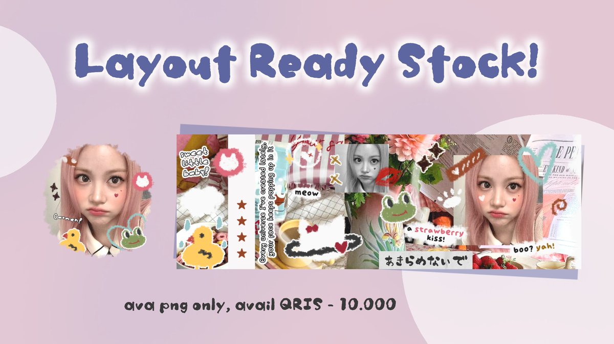kiteu's tweet photo. Help RT please? Thank you!

Hi, aku ada layout Carmen dan Wonyoung ready stock, harganya 10k aja! bisa qris yaa ❤️

#zonauang https://t.co/7mhsDUPh85