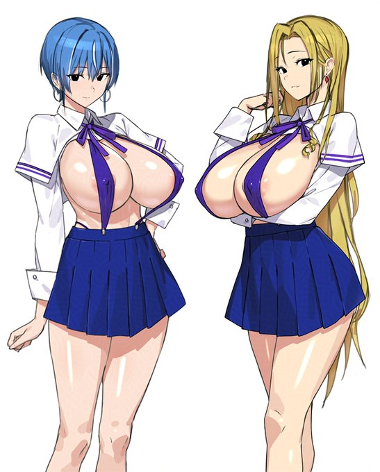 エロい学園制服を着た、王子様系ギャルさんとお姉様ギャルの設定画です! 初コミック作品! 「非モテ50歳オジ、巨乳セレブ一軍ギャルのいる女子寮性教育係になる!」 どうぞよろしくお願いします! [FANZA同人]