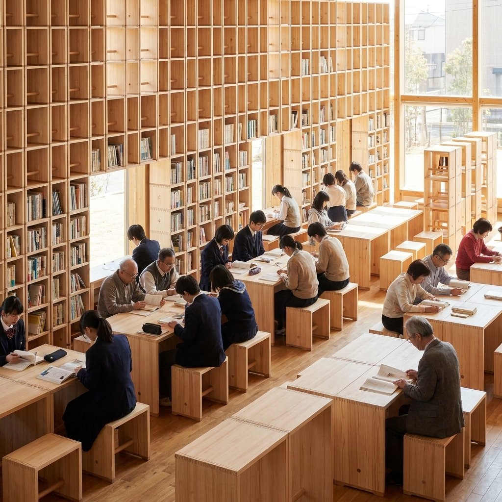 ウルムスツールだけで作られた図書館のイメージです。
意外と良い。
誰か作ってくれないですかね。