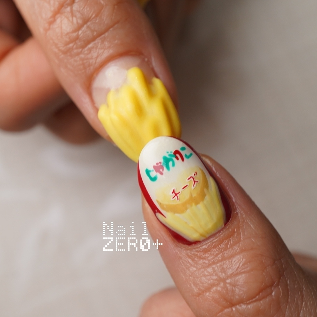 nailzero_plus's tweet image. じゃがりこ
左右で重ねると飛び出るじゃがりこに。

なぜか大急ぎで2時間でやってしまいました。
2.5は欲しかったですね。
#じゃがりこ #3D #お菓子 
こちらのデザインは2時間メニューです。
使用メーカー
ジ...

詳細はこちら↓（ネイルブック）
nailbook.jp/design/9923645/
