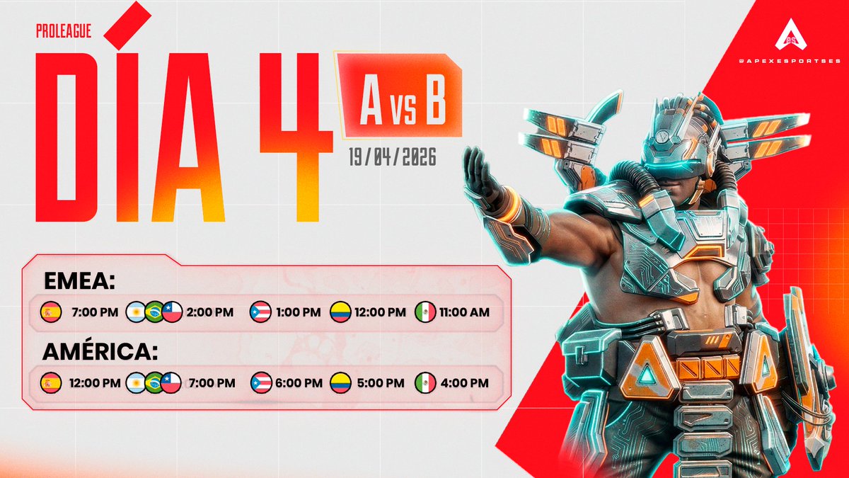 ApexEsportsES's tweet image. 🚨MAÑANA #ALGS PRO LEAGUE - DÍA 4🚨

Grupos A vs B

En EMEA competirán @KiingZFPS, @KlND4_ 
y @UxakoTTV con sus equipos

En América: @Kurevvv, @Why_Envyyy, @Fredstxr con sus equipos y #LEGACY: @YanyaMx, @jaguaresapex y @Gyozey