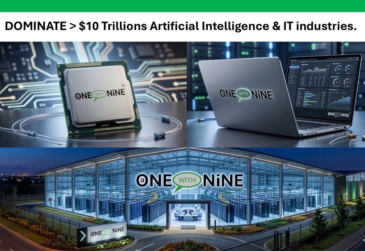 NamingTime's tweet image. If you want to do “ONE” (Alphabet One, A: Artificial)  thing “Artificial Intelligence” well… 

ONEWITHNINE.COM: 

“Great deal Now!”

Most Powerful 
✅ Creative Name
✅ Creative Logo 
✅ Domain 

to empower any 
#artificialintelligence #datacenter  #product #pc #desktop /