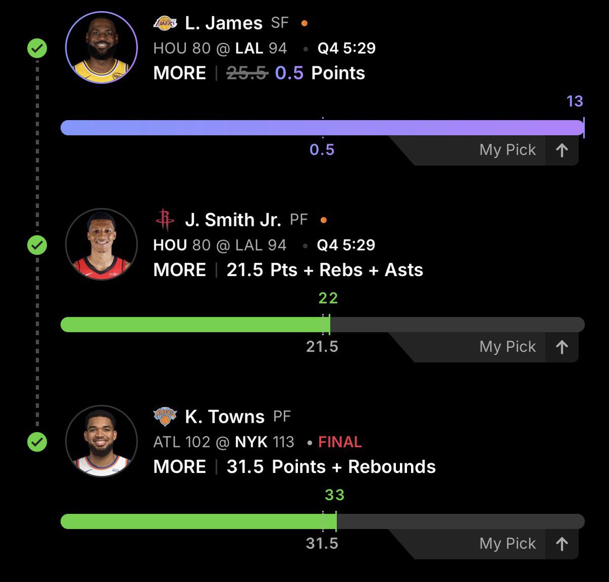 chalkedornot's tweet image. ✅✅✅ #Pick6 #DraftKings