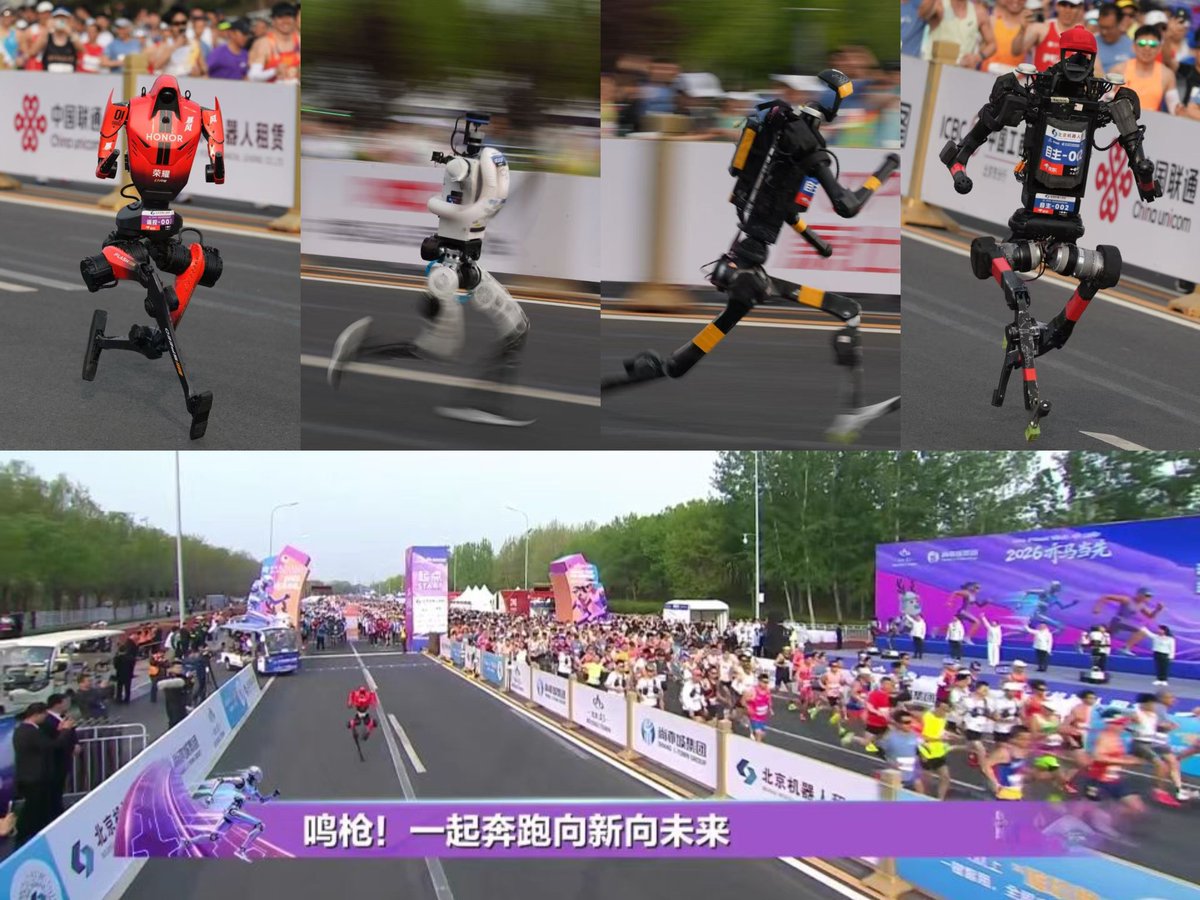 chris774923's tweet image. The 2nd #Beijing E-Town Humanoid #Robot Half #Marathon is held on Apr 19, featuring two options for participation - autonomous navigation and remote control, both along the same track with mixed timing and unified ranking.  Over 100 teams participate in this year’s race, 5 times