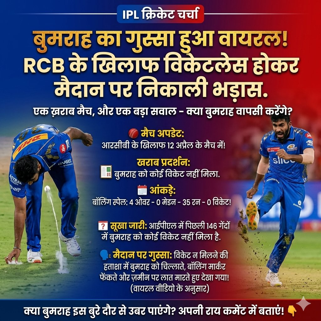 ShortNews210's tweet image. बुमराह के इस प्रदर्शन पर क्या है आपकी राय 🏏📢
#jaspritbumrah #bumrah #IPLRecords #ipl2026 #cricketnews