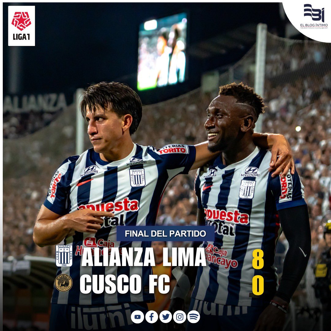 FINAL | Alianza Lima 💙 8-0 Cusco FC 🏔️

Esto es todo por hoy. El 'Equipo del pueblo' nos deleitó con un 8-0 hegémonico de inicio a fin, su mayor goleada en el presente siglo XXI en Matute desde aquel 7-1 a Juan Aurich en el Torneo de Verano 2017. 

Brillante performance