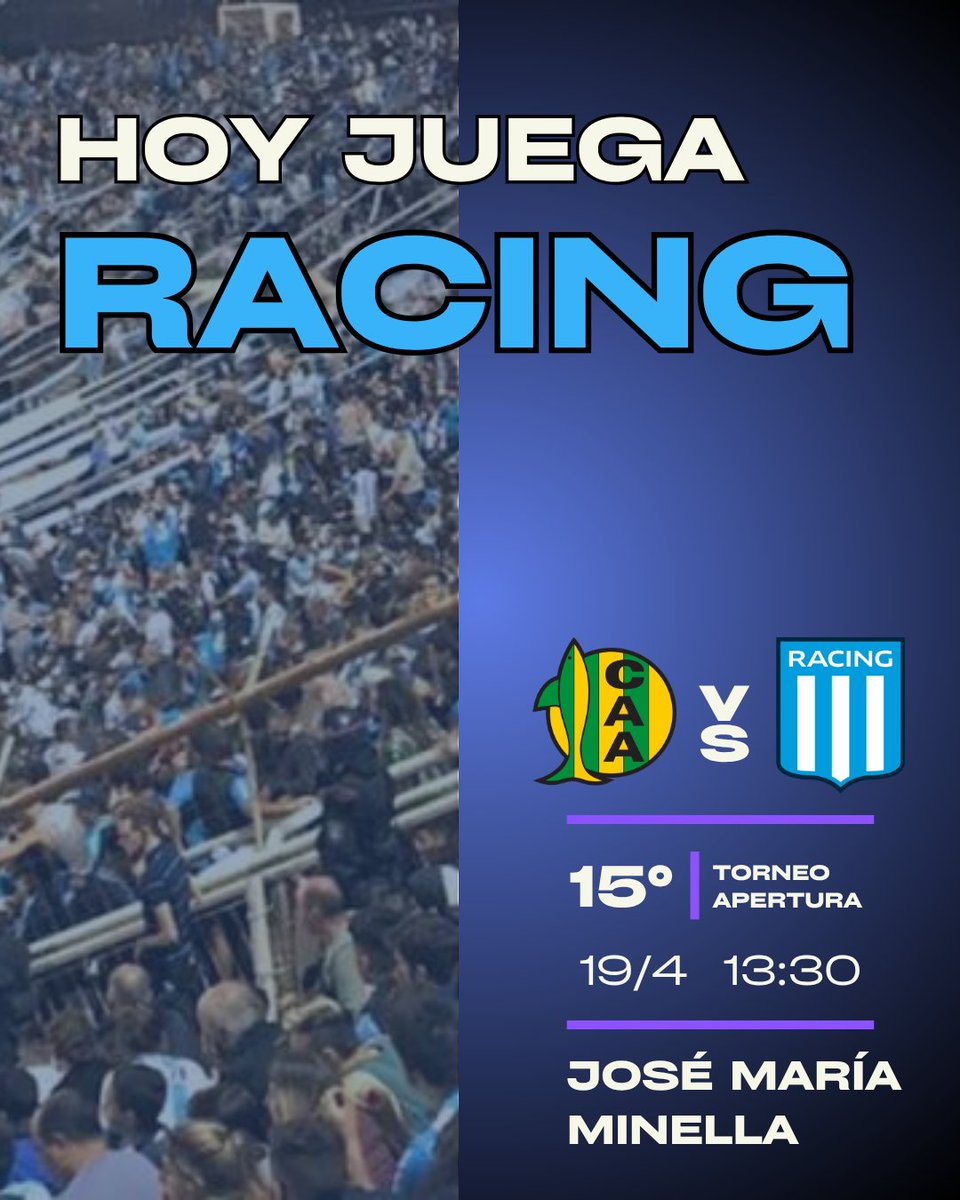 🩵🤍 ¡HOY JUEGA RACING!

🏆 Torneo Apertura - Fecha 15
⚔️ Aldosivi 
🕑 13:30
🏟️ José Maria Minella 
⚔️ Nazareno Arasa 

#vamosracing🩵🤍 #racing #racingconvos #racingnoticias