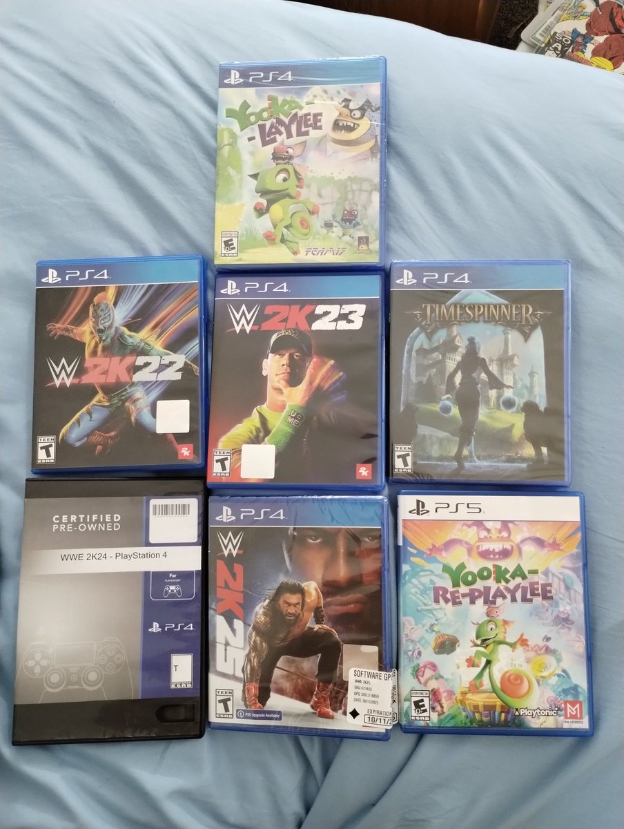 DannyOcchipinti's tweet image. My PlayStation 4 video game 🎮 collection.  I tried to get into both local libraries today if they were open.  But they were closed.  To print out the WWE 2K24 cover 📔 off Google.  I photographed their open hours. #ps4games #ps4