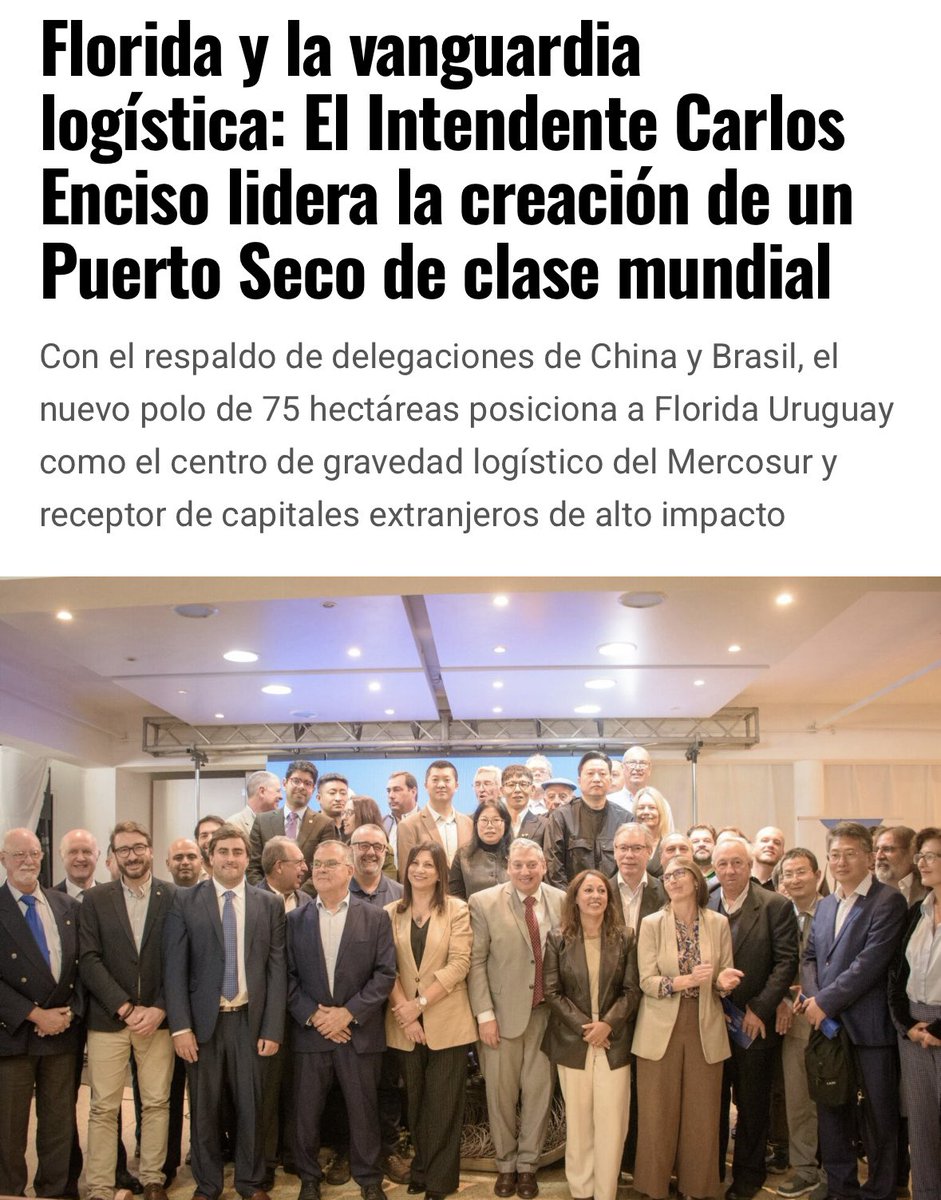 AmbitoI's tweet image. Un nuevo polo industrial posiciona a la Florida, #Uruguay a nivel #internacional. El Intendente Carlos Enciso, marca un hito en la #historia del desarrollo #productivo 🇺🇾 con el lanzamiento de su nuevo #Puerto Seco y Parque #Logístico Multimodal. 
📎 ambitointernacional.com/florida-y-la-v…