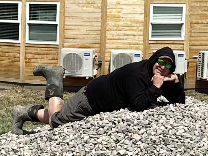 CBTrumpet's tweet photo. You know you’re in your 50’s when you get excited about 45 tons of rock getting delivered….to your yurt. https://t.co/pM6QhZM9Tv