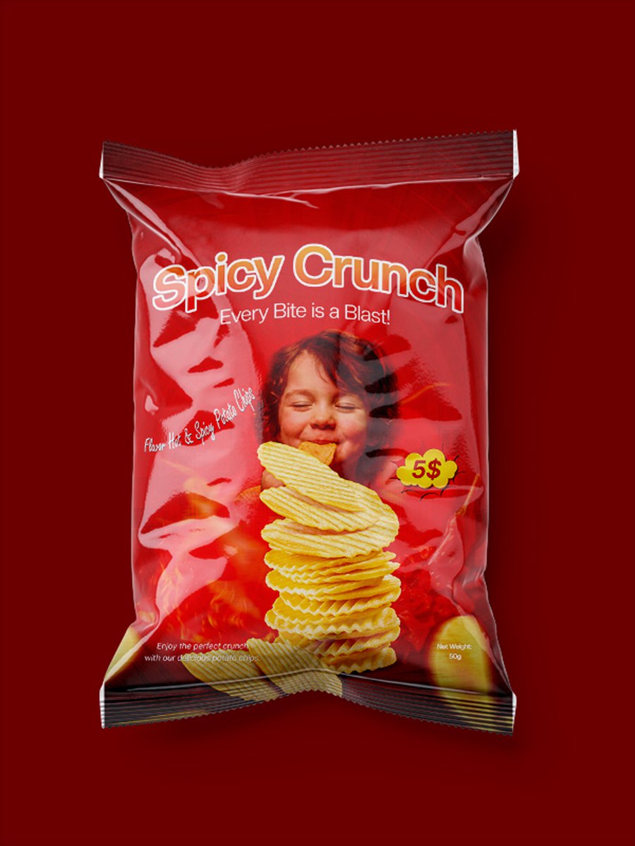 EmonSolver46063's tweet image. Chips Pack Design
#SpicyPackDesign #PackagingDesign #Branding #DesignInspiration #CreativePackaging #FoodPackaging #