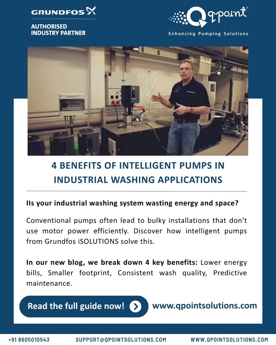 qpointpune's tweet photo. Is your #IndustrialWashing system wasting energy and space? 

In our new blog, we break down 4 key benefits:
✅ Lower energy bills
✅ Smaller footprint
✅ Consistent wash quality
✅ Predictive maintenance

Read the full blog here: https://t.co/ZiepS1P1Ww

#Grundfos #Pune #Qpoint https://t.co/QOgSspgmwi