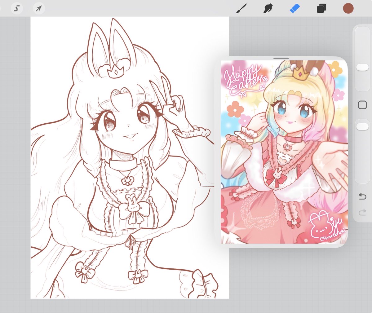 Himetokkii's tweet image. #redraw #wip
1 year apart 🌷 Easter illustration