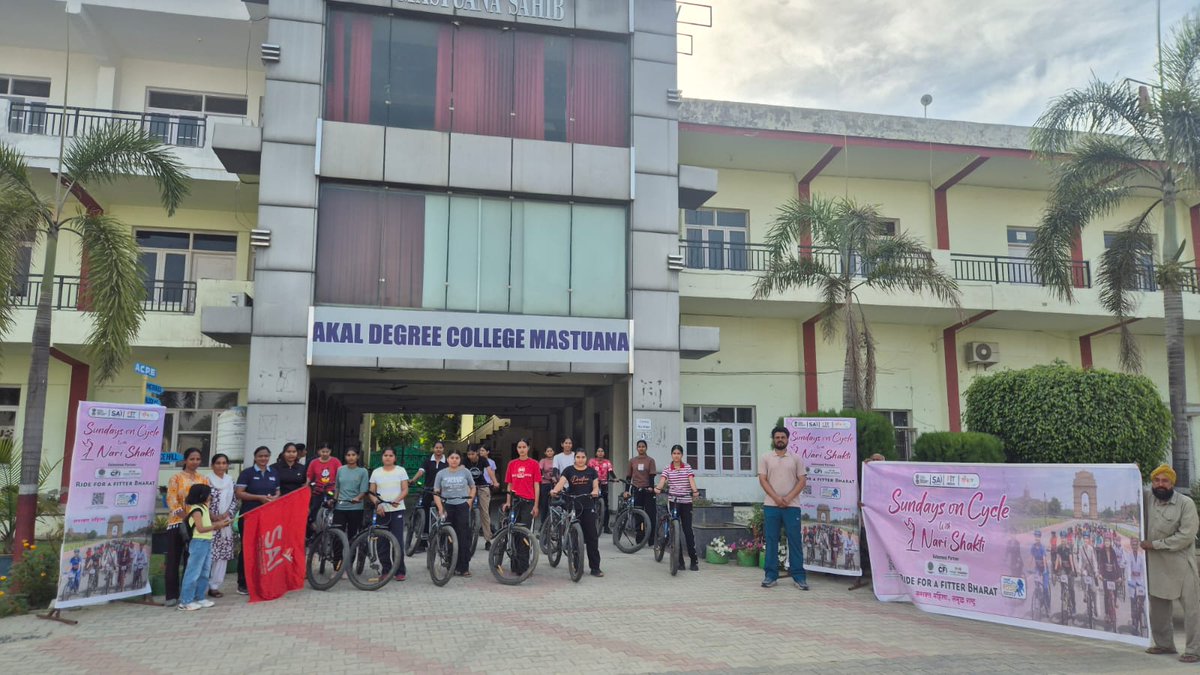 SaiStc4662's tweet image. Sunday cycling on 19.04.2026 with women's-

Name of Centre-STC Mastuana Sahib 
No.of participants-27
Route cover-2km

#fitindia #media_sai #sundayoncycle