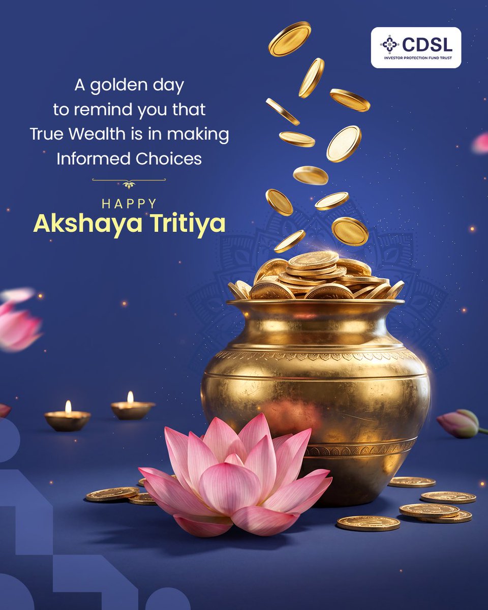 CdslIndia's tweet image. Auspicious days call for thoughtful decisions.

This Akshaya Tritiya, set your goals, plan every step towards your future, and build it with self-reliance.

#CDSL #CDSLIPF #AkshayaTritiya #AkshayaTritiya2026