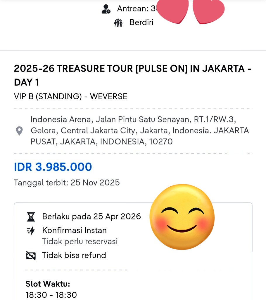 Jeonelsa2's tweet photo. WTS 1 Tiket VIP B DAY 1 QN 33 *
PRICE 4.400.000 NEGO
BISA DP 50%
#TREASURE_PULSE_ON_JAKARTA #WTStreasure https://t.co/O4moLRZmhF