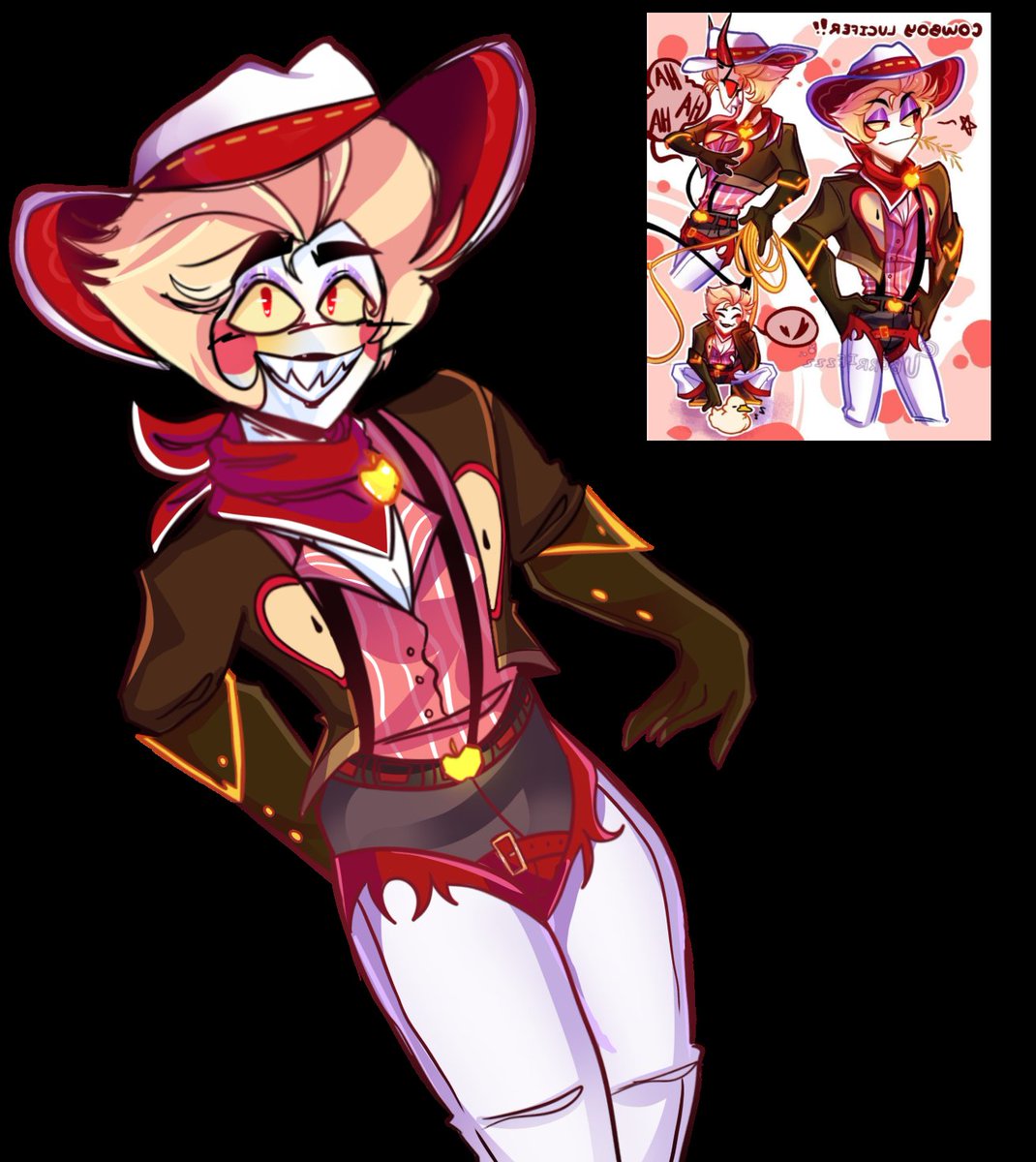 Xeilzi's tweet photo. Cowboy x Cowgirl 🌸🏇🏇🌱 I need fanart of them💔 #lucifer #hazbin #hazbinhotel https://t.co/tjBpzFih9W