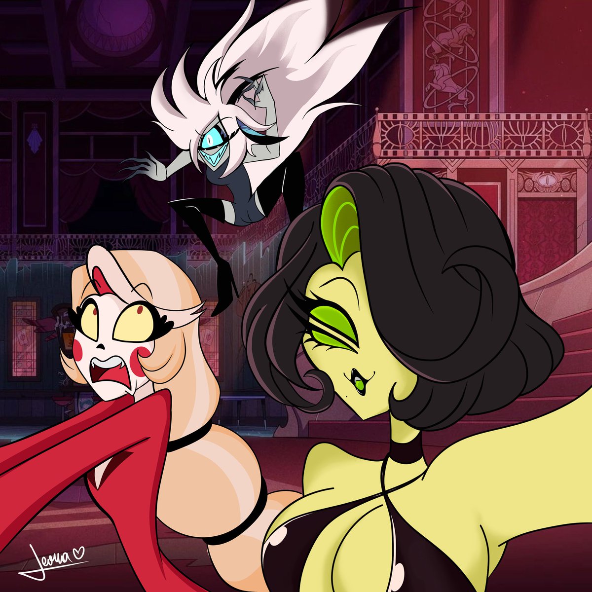 M4niaticL's tweet image. New drawing!
Beatriz doesn't belong to me (the green lady). Charlie belongs to Vivzirpop and Manthis is my beloved gremlin! Hope u like it!

#hazbinhotel #charliemorningstar #Hazbinhoteloc #oc #fanart #hazbinhotelfanart #hazbinhotelbeatriz #hazbinhotelmanthis