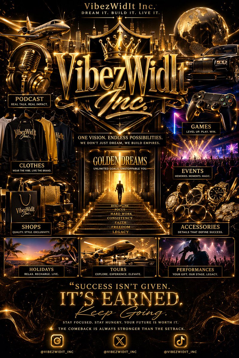 VibezWidItInc's tweet photo. Dreams are only made for those who are ready to take the risk and going beyond to achieve 👑❤️🤲 it’s gonna be bigger than you imagine! 🤲🥂👑💎 

please follow us on all socials @vibezwiditinc let’s connect and let’s build together… 

VibezWidIt Management 
Riley Shasheng ❤️🤲 https://t.co/M2u6wJcem6