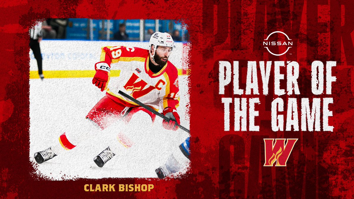 AHLWranglers's tweet photo. A multi-point night to help bring the victory 🔥

Captain Clark Bishop is your @nissancanada Player of The Game. https://t.co/8MynDUr1L6
