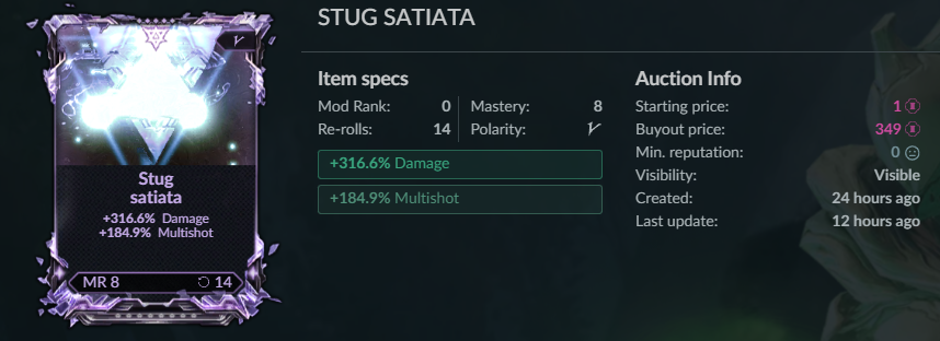 NormalWarlock's tweet photo. @Triburos @Saboogus  found this on the warframe market incase either of you want to prep for Stug Incarnon https://t.co/mK0SxfQ4SK