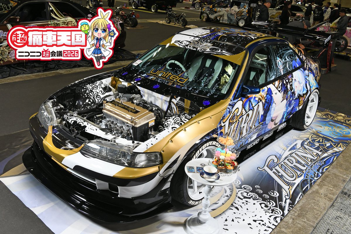 itasha_tengoku's tweet photo. 超痛車天国inニコニコ超会議2026開催!!
参加予定の痛車を紹介します②

ホンダインテグラ 原神フリーナ仕様
＠CIVIC_4618

BMW 335iカブリオレ 如月千早仕様
＠clubman72

三菱ランサーエボリューションX リコリコちさたき仕様
@NIypOu7IBM8uzci

ホンダインテグラ けいおん／ぼざろ仕様
@yottare2 https://t.co/QxX6PvXq1z