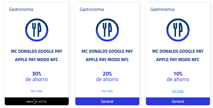 ahorrotwit's tweet image. Todos los dias de Abril en @McDonalds_Ar con tarjetas @VisaArgentina #Macro pagando con NFC desde el celu, tenes 10% con tope de $10.000 x mes, 20% tope $20.000 #Platinum y 30% tope $30.000 #Black