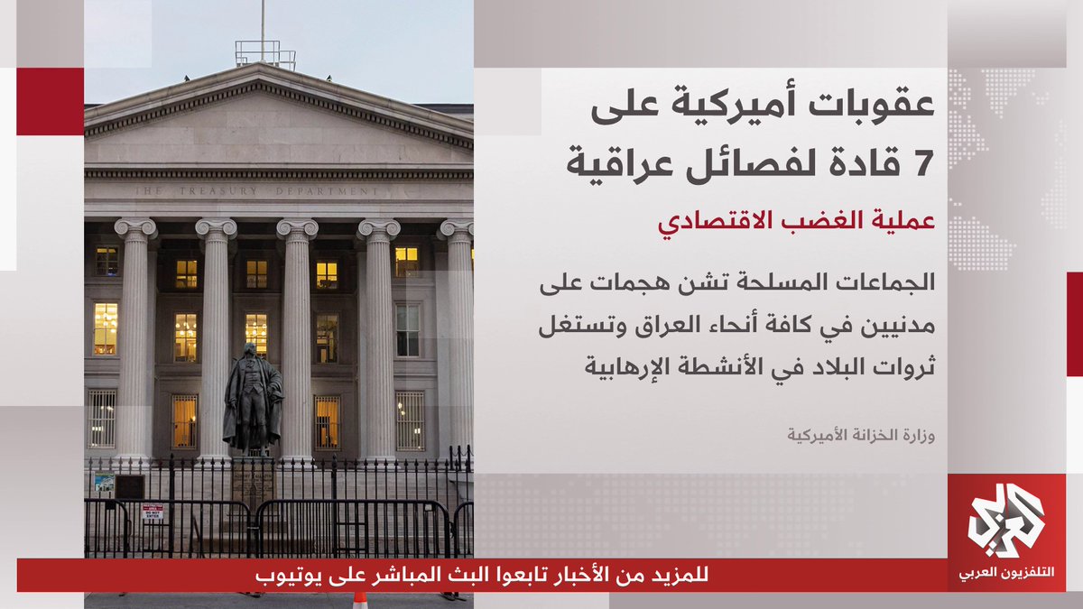 وزارة الخزانة الأميركية تعلن فرض عقوبات صارمة على 7 قادة في الفصائل العراقية ضمن عملية الغضب الاقتصادي 