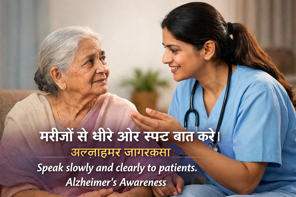 Alzheimer_care's tweet image. 19 अप्रैल – No Special Day
मरीजों से धीरे और स्पष्ट बात करें।
#Communication #Caregiving #Support