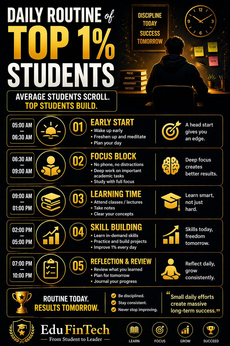 arijit57's tweet image. #daily #routine of #top 1% #students #EduFinTech 

edufintech.co.in