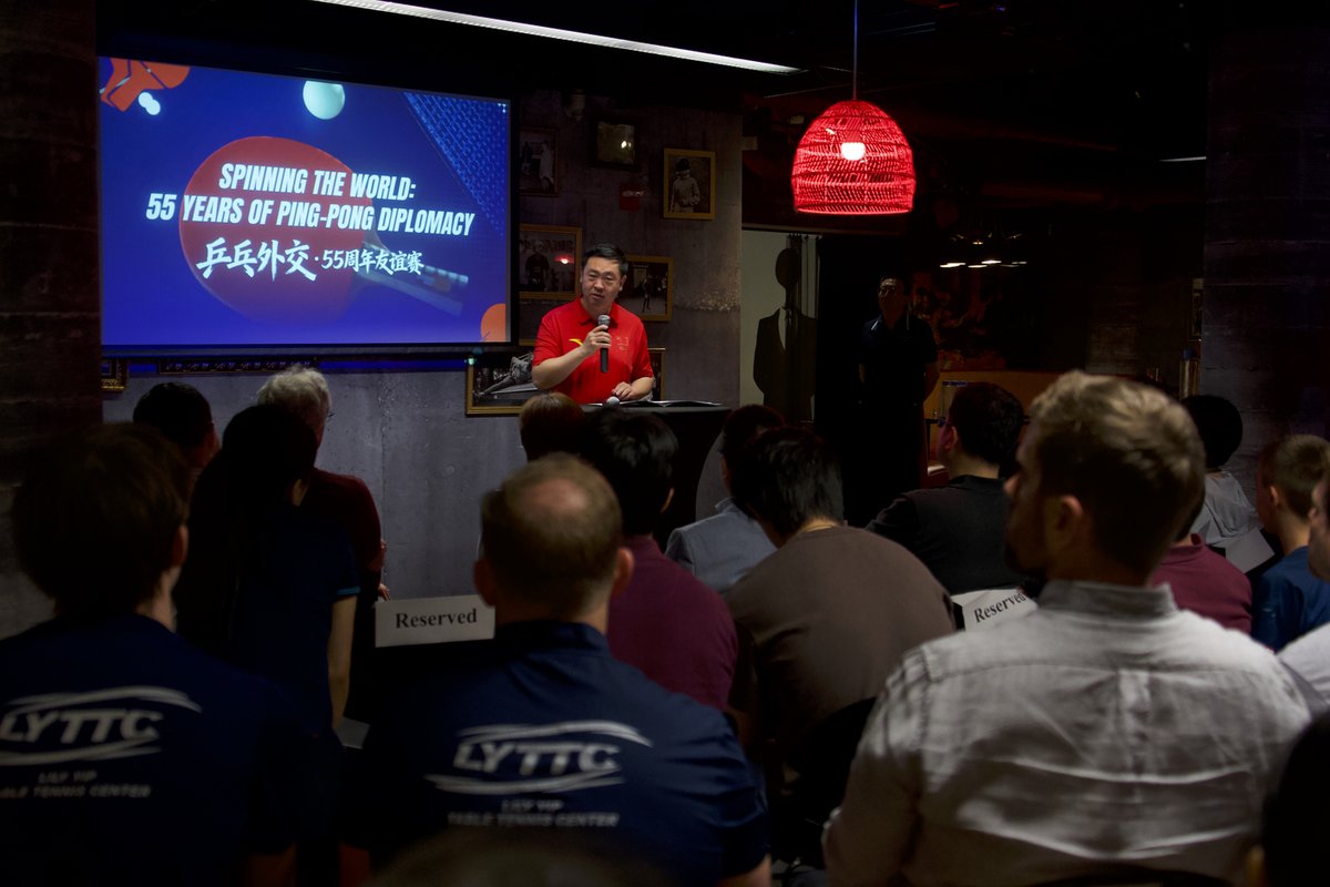 ChinaDaily's tweet image. Players from across cultures gathered on Friday at a Manhattan table tennis club to mark the 55th anniversary of Ping-Pong Diplomacy, in a reminder of the people-to-people exchanges that once reshaped China-US relations. #China #US bit.ly/4ckEXnm