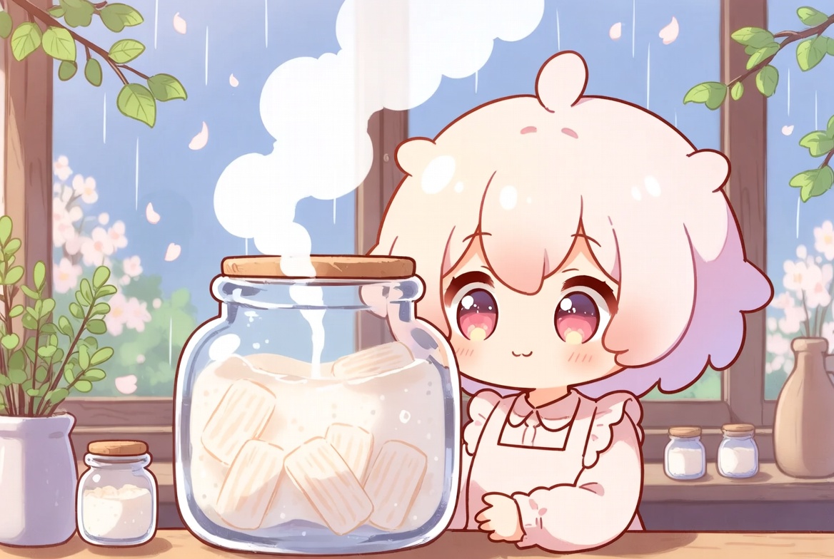 ouasxc's tweet photo. 春の終わりに立ちのぼる発酵の気配🌫️

すうっと穀雨の湿りが麹を支える🌧️
ころり時間がゆるやかに動く🫙

ぱちり季節と発酵が呼応する✨
じんわり台所に変化が息づく🌿

ふわり見えない働きが広がる🌸
しずかに味が春を越えていく🌙

#発酵 #穀雨 #麹のある暮らし https://t.co/AwihCJQ1L8