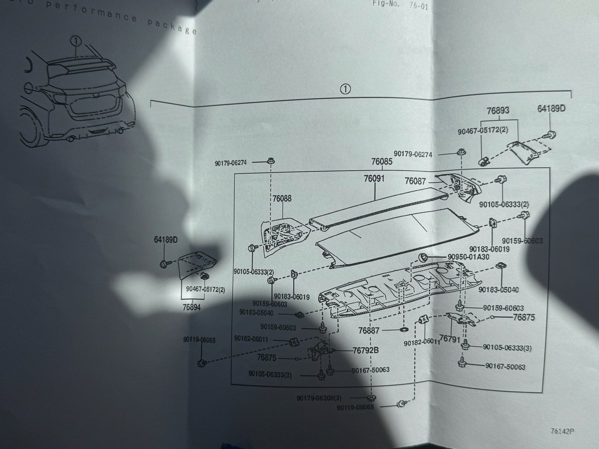 LanEvo9GSRsteel's tweet image. 展開図と、別途品番コードも手に入れた。
本体は、ASSY状態で、来ますよとの事。
積んで持って帰れる梱包なのだろうか？
#GRヤリス
#APP